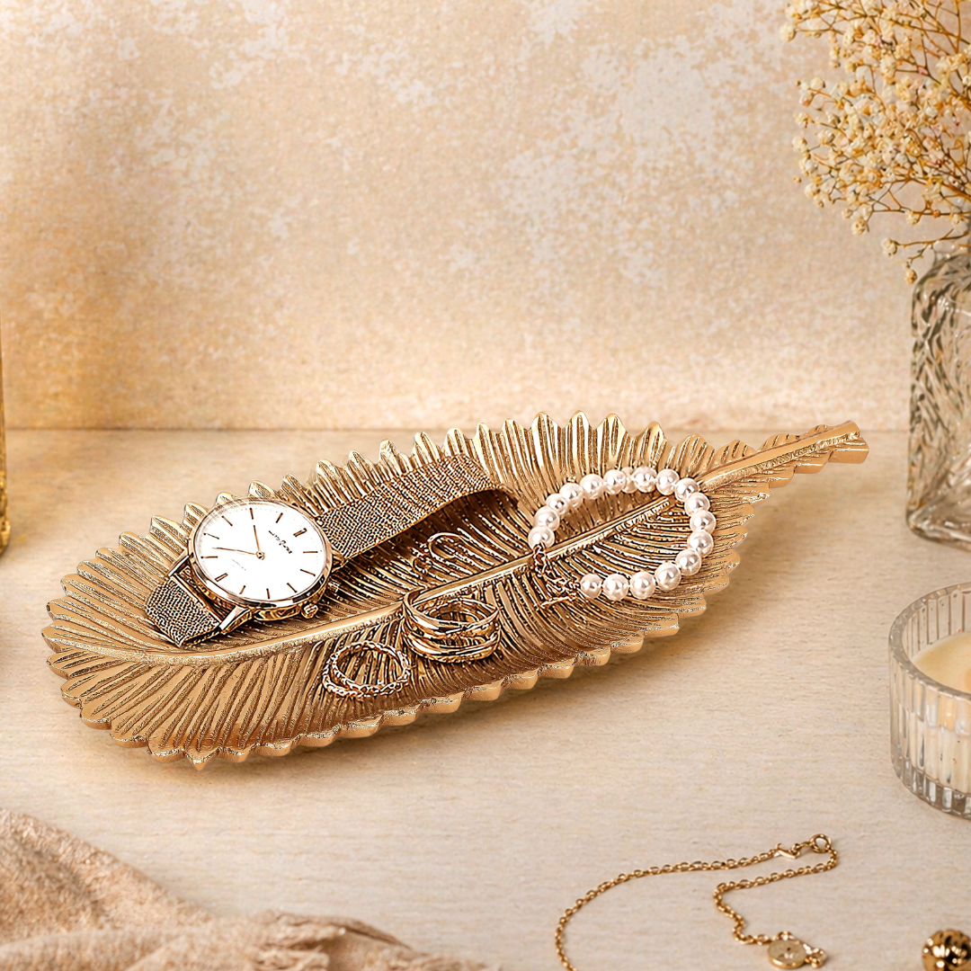 Lify Golden Leaf Platter Golden Gloss
