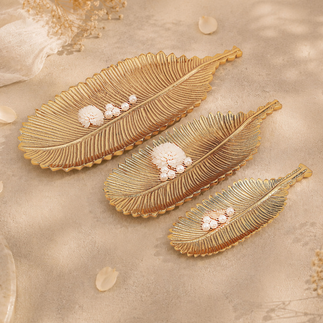 Lify Golden Leaf Platter Golden Gloss