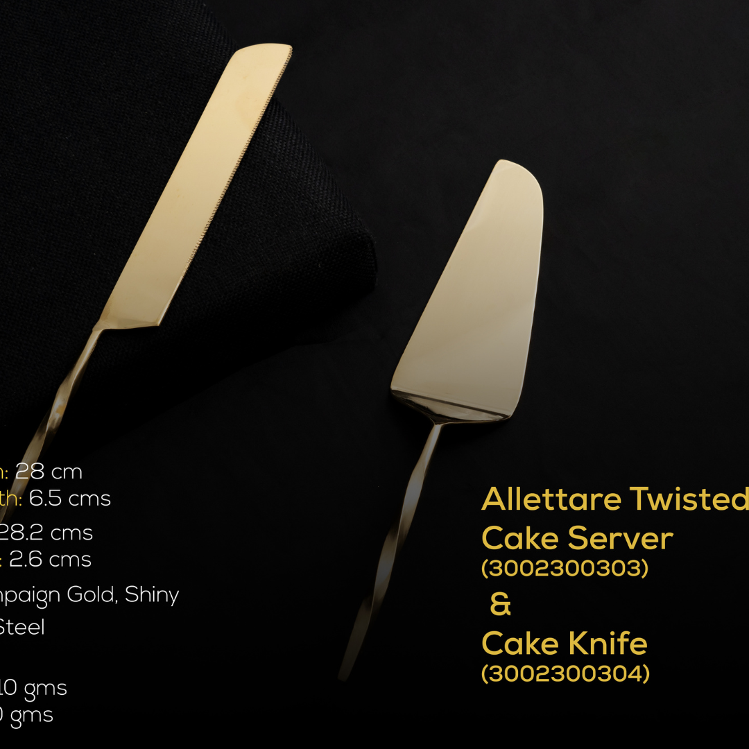 Allettare Cake Server Set Gold Glossy