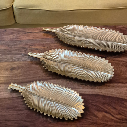 Lify Golden Leaf Platter Golden Gloss