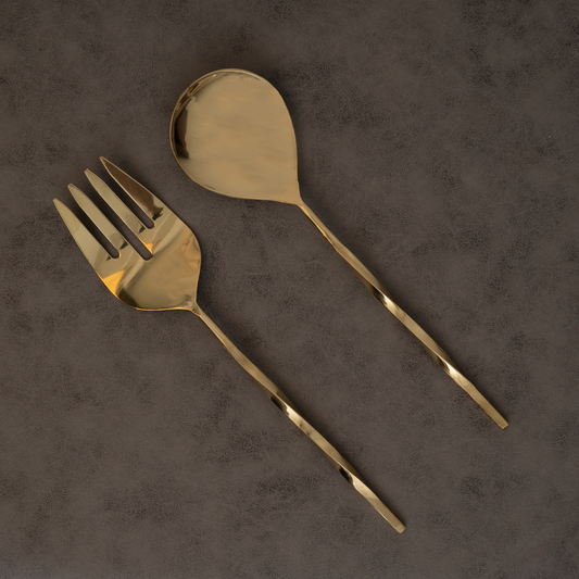 Allettare Salad Server Set Gold Glossy