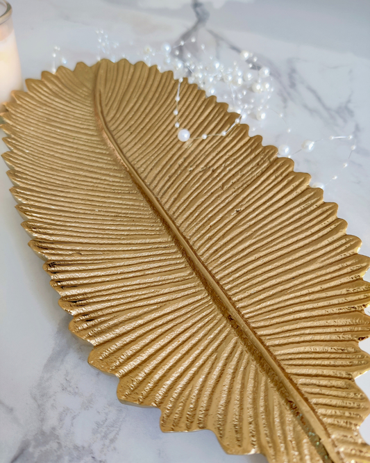 Lify Golden Leaf Platter Golden Gloss