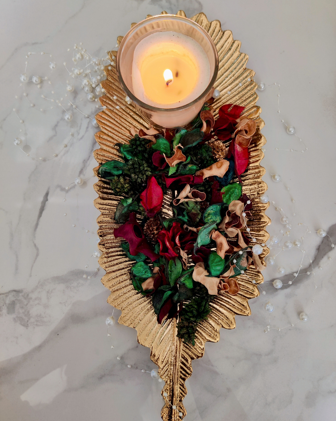 Lify Golden Leaf Platter Golden Gloss