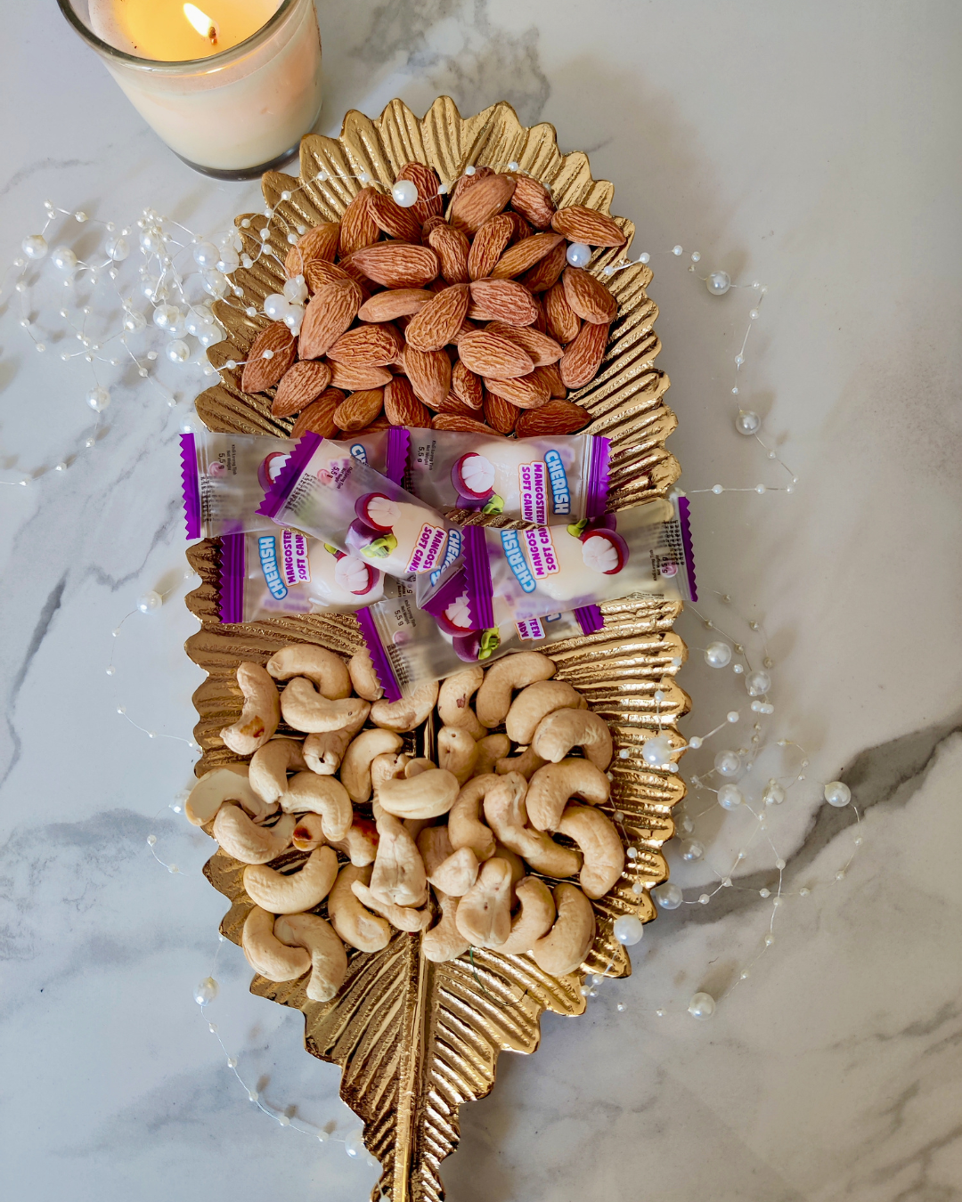 Lify Golden Leaf Platter Golden Gloss