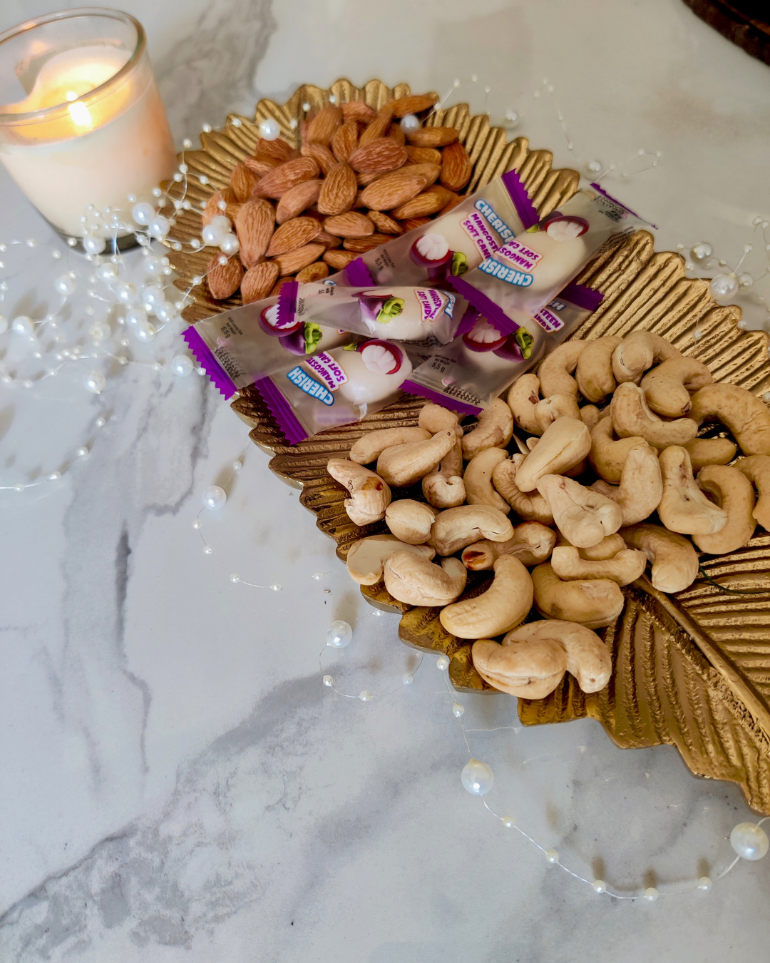 Lify Golden Leaf Platter Golden Gloss