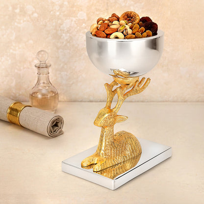 Anima Deer Dry Fruit Serving Bowl - Golden