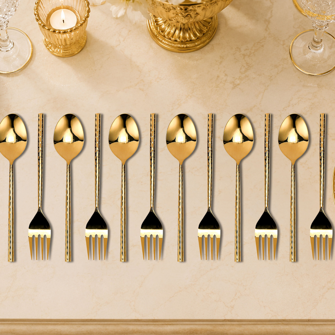 Bello Spoon & Fork set of 12 Gold Gloss