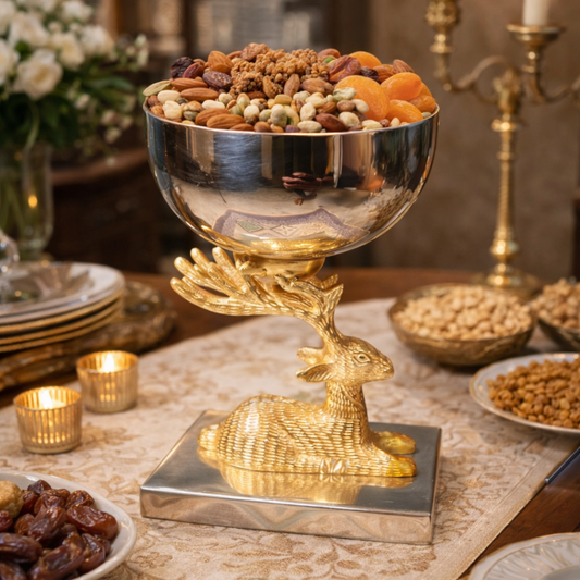 Anima Deer Dry Fruit Serving Bowl - Golden