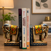Anima Wooden Handmade Handpainted Jodhpuri Antique Elephant Book End Pair  White